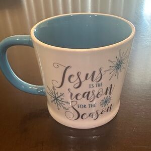 Cracker Barrel Blue and White Inspirational Mug